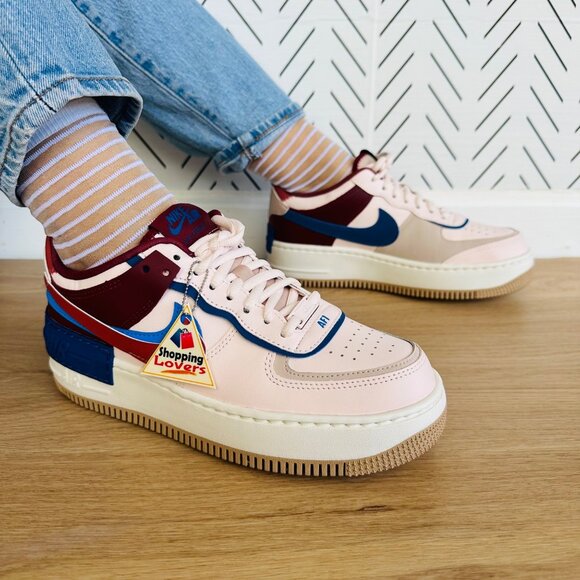 ❤️Nike Air Force 1 Low Shadow Sz 7 Women Shoes Pink Burgundy Sneaker CI0919-601 - Picture 1 of 12